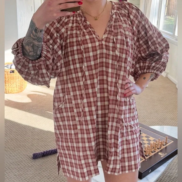 Daughter’s of India Plaid Long Sleeve Dress - Picture 2 of 5